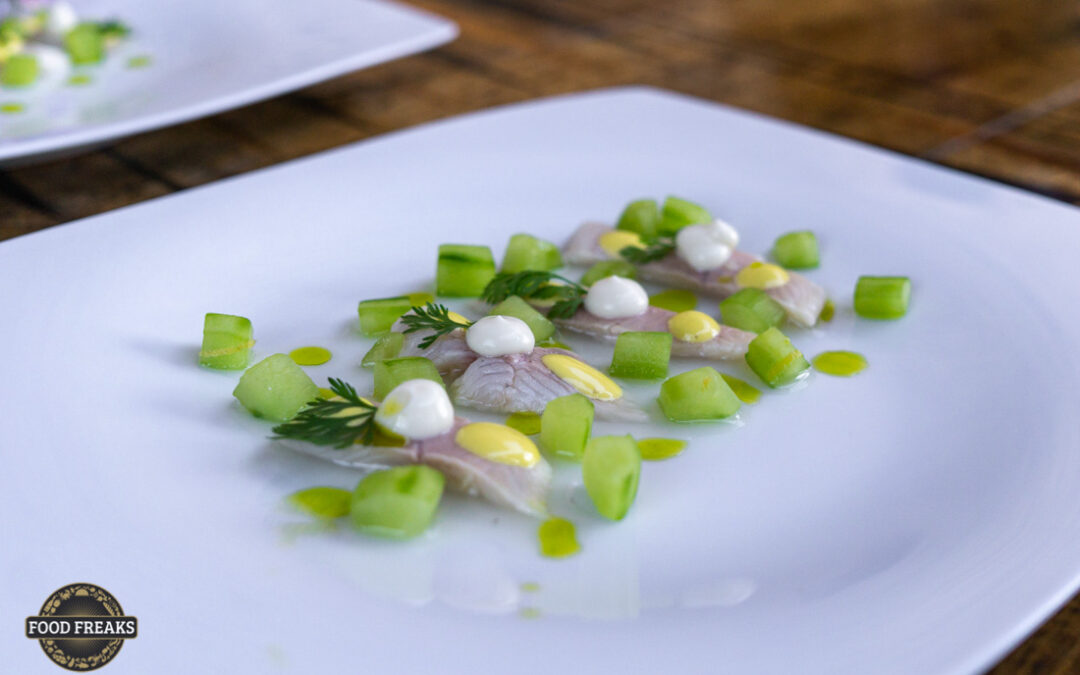 Ceviche Forelle, Gurke, Blumenkohl